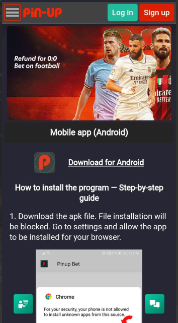 Install Pin Up Bet App for Android